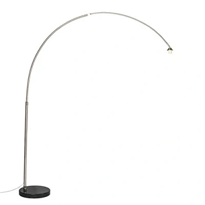Image of Qazqa Arc Floor lamp I Light Steel Nickel Matt Satin Without Shade XXL Modern Suitable for LED E27 1 Metal