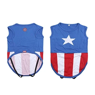 Image of CERDÁ LIFE&#039;S LITTLE MOMENTS Marvel dog clothes. Captain America tshirts for small dogs puppy clothes with Official Disney Licensed