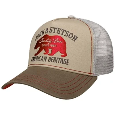 Image of Stetson JBS Bear Trucker Cap Men mesh Baseball Snapback Snapback, with Peak Summer Winter One Size Beige