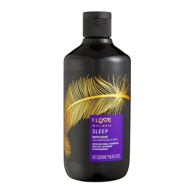 Image of I Love Wellness SLEEP Bath Soak, With Natural Essential Oils Of Lavender &amp; Chamomile, Fragranced Invigorating Aroma, Vegetarian Vegan Friendly 500ml