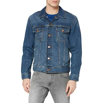 Image of Wrangler Men&#039;s Classic Denim Jacket, Blue (Mid Stone), 4XL Plus