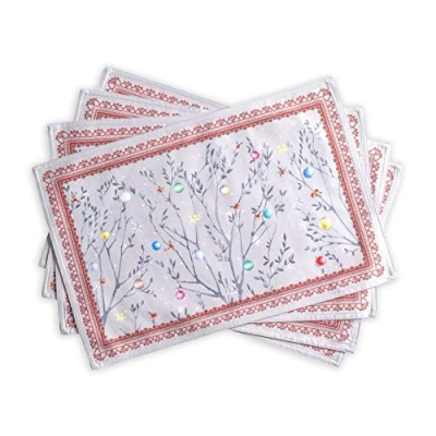 Image of Maison d&#039; Hermine Fairy Christmas 100% Cotton Placemats Set of 4 for Dining Table, Kitchen, Wedding, Daily Use, Dinners, Thanksgiving Parties, (33cm x 48cm)