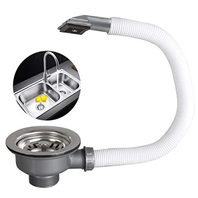 Image of Sink Collection Stainless Steel Kitchen Basket Strainer Plug Waste with Square Overflow 1½&quot; (114mm)