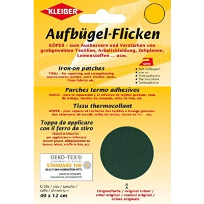 Image of Kleiber Large Iron On Cotton Repair Patch 40cm x 12cm Dark Green