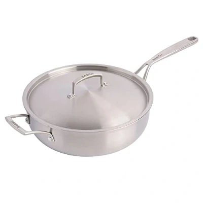 Image of Babish Tri Ply Stainless Steel Saute Pan w/Lid, 5 Quart
