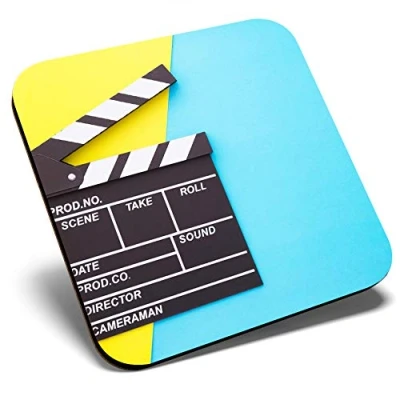 Image of Great Single Coaster Square Cinema Clapperboard Movie Film Glossy Quality Coasters Tabletop Protection for Any Table Type #44612