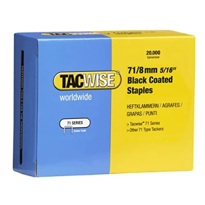Image of Tacwise 1065 Type 71 / 8 mm Galvanised Black Upholstery Staples, Pack of 20,000