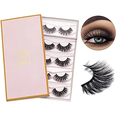 Image of DYSILK 5D Eyelashes Wispies Handmade False Pack Extension Thick Long Reusable Soft Makeup Natural Look Fake