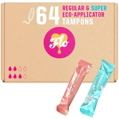 Image of FLO Organic Cotton Applicator Tampon Mega Combo Pack (36 reg, 28 sup)