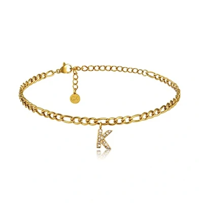 Image of GD GOOD.designs EST. 2015 Anklet gold with letters waterproof I for ladies 18K plated adjustable (22 27cm) stainless steel (K)