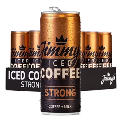 Image of Strong by Jimmy&#039;s Iced Coffee Extra Shot Espresso Flavour Multipack of 12 x 250ml SlimCans Flat White Cold, Brewed with Rainforest Alliance Single Origin Arabica Beans