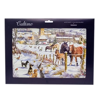 Image of Christmas Advent Calendar Snowy Lane Animal Traditional Picture Paper