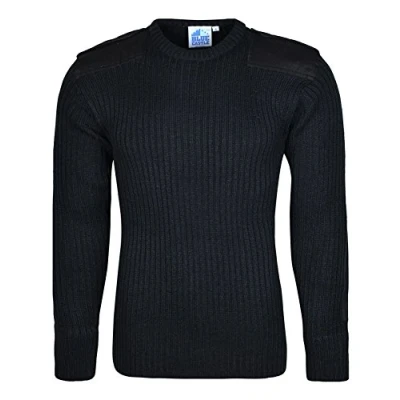 Image of Adults Military Army Security Pullover Jumper Sweater Crew Neck (S, Navy)