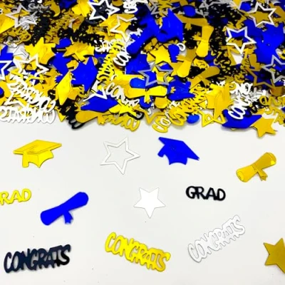 Image of Graduation Confetti Blue 2024 Glitter Sprinkles for Party Table Scatters Decoration Home, College, Senior, High School Prom Metallic Foil 45g/1200Pcs