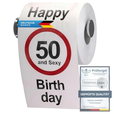 Image of GOODS+GADGETS Funny Birthday Toilet Paper Decoration Gift Item (50th Birthday)