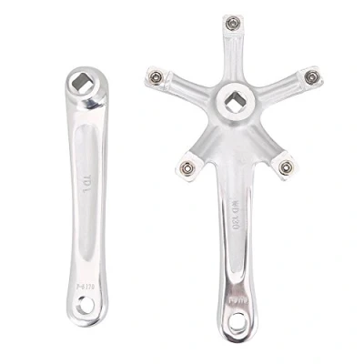 Image of Keenso Bike Crank Arms, 1 Pair Universal 170mm Bicycle Aluminium Alloy Single Crankset Arm Set Repair parts BCD 130 mm for Mountain Road Bike(Silver) Bicycles and spare