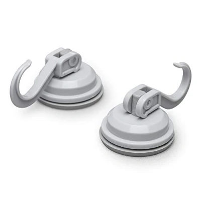 Image of Zeal ‘Click &amp; Secure’ Vacuum Suction Cup Hooks, Set of 2 French Grey