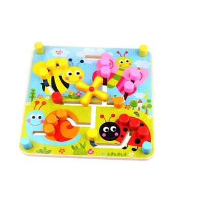 Image of Tooky Toys 921 TKC573 Wooden Reversible Maze EA (EXP), Multicolour