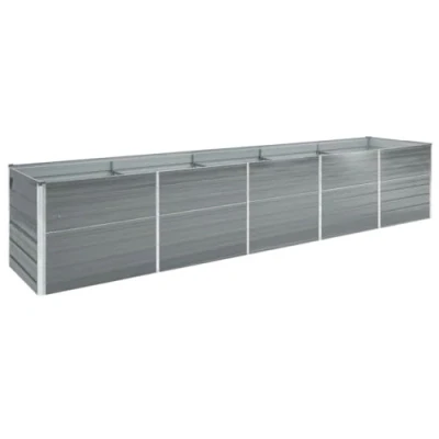 Image of vidaXL Garden Raised Bed in Durable Galvanised Steel Outdoor Weather Resistant Planter Box for Flowers, Herbs &amp; Vegetables, Easy Assembly, 400x80x77 cm, Grey