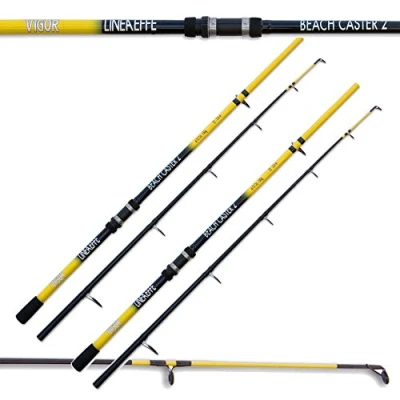 Image of Lineaeffe VIGOR 2 BEACH CASTER 12FT SEA SURF FISHING ROD BLACK AND YELLOW (2)