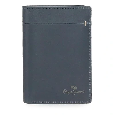 Image of Pepe Jeans Staple Vertical Wallet with Purse Blue 8.5 x 11.5 1 cm Leather, Blue, One Size, Coin