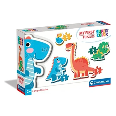 Image of Clementoni 20834 Supercolor Puzzle Dinosaurs 3+6+9+12 Pieces, Jigsaw For Kids Age 2, Cartoon, Made In Italy
