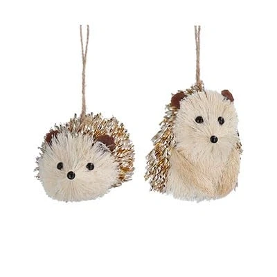 Image of Gisela Graham Gold Bristle Hedgehog Christmas Decorations set of two
