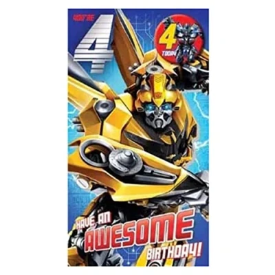 Image of Transformers Age 4 Badged Birthday Card