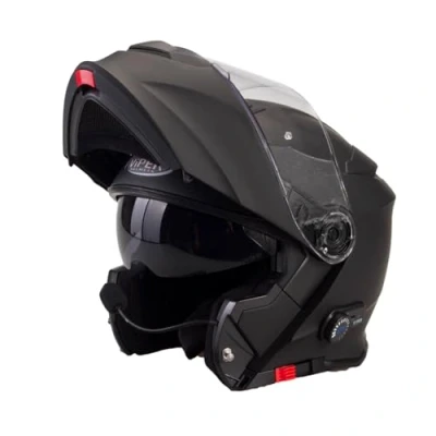 Image of ViPER RSV171 Bluetooth Flip up Motorcycle Motorbike Bike Crash Helmets With Drop Down Sun Visor Helmet ECE 22.06 Approved Unisex Adult Racing Touring Cruising Wear (Matt Black,M)