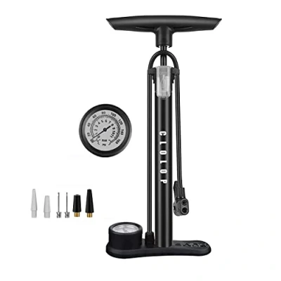 Image of CLOLOP Bike Floor Pump with Gauge,Bike High Pressure 160 PSI,Bicycle Air Ball Inflator Fits Schrader and Presta Valve