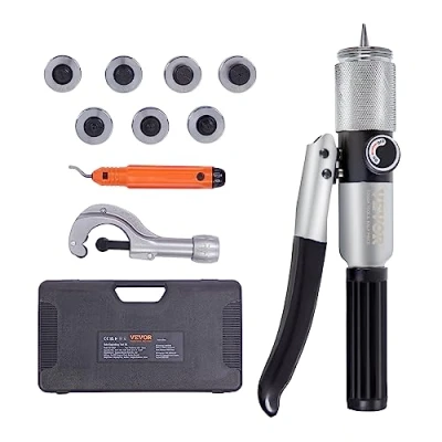 Image of VEVOR Hydraulic Tube Expander, 3/8&quot; to 1 1/8&quot; OD, HAVC Swaging Tool with 7 Pipe Expander Heads, Deburring Tool, Cutter for Copper Aluminum Brass Soft Steel Pipes