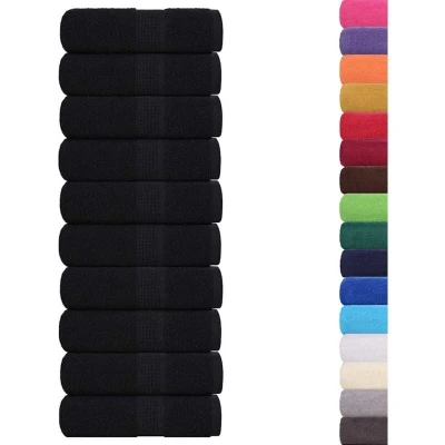 Image of vidaXL Guest Towels 10 pcs Black 30x50 cm 360 gsm 100% Cotton