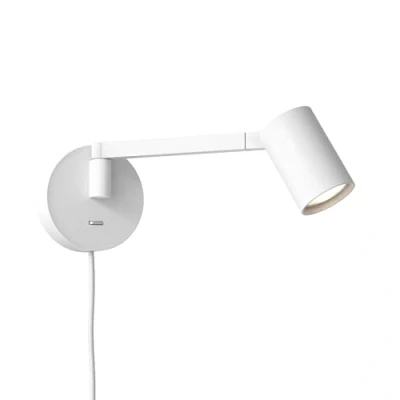 Image of Astro Ascoli Swing Plug in Indoor Reading Light (Matt White), GU10 LED Lamp, Designed Britain 1286137 3 Years Guarantee