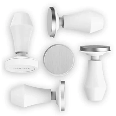 Image of Normcore 58.5mm Espresso Coffee Tamper V4 Spring Loaded With Stainless Steel Flat Base Non stick coating White 15lb / 25lb 30lbs Replacement Springs Anodized Aluminum Stand