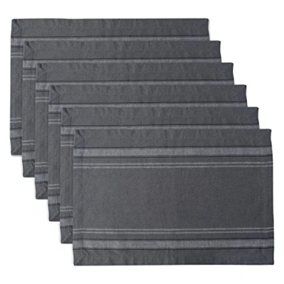Image of DII French Stripe Tabletop Collection Farmhouse Style Dining Table Linen Placemat Set, 13x19, Gray Chambray, 6 Piece