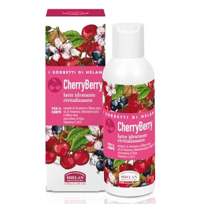 Image of Helan I Sorbetti CherryBerry Revitalising, Scented Body Cream with Antioxidant Vitamin C &amp; E, Blackcurrant, Black Cherry Gentle Moisturiser Milk Sweet Almond Oil Made in Italy, 150ml