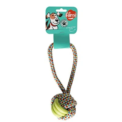 Image of Aimé MIX Ball on Rope Durable Dog Bite Toy 23 cm