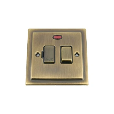 Image of Switched Fused Spur Switch w/Neon Indicator 13 Amp Victorian Antique Brass