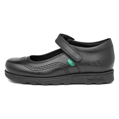 Image of Kickers Girls Girl&#039;s Fragma Pop Leather Shoes in Black Size UK 2.5 Infant