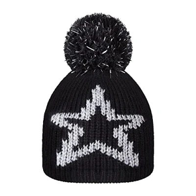 Image of Proviz REFLECT360 Reflective Explorer Fleece Lined Breathable Soft Unisex Childrens&#039;s Star Bobble Beanie Hat Hi Visibility, Black