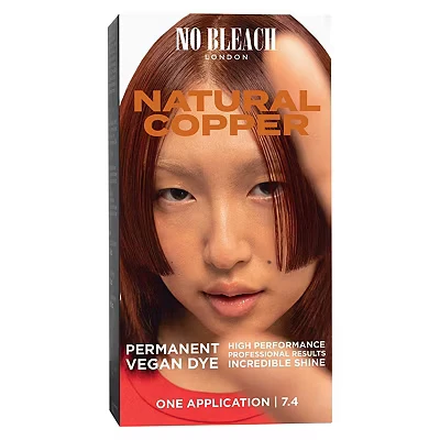Image of No Bleach London Permanent Hair Dye, Long Lasting and Multi dimensional At Home Colour, Fortified with Vegan Sea Silk Cocamide for Incredible Shine, Colour: Natural Copper (Complete Kit)