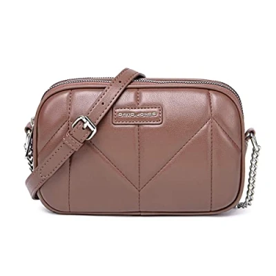 Image of David Jones Women&#039;s Small Crossbody Bag Zip Ladies PU Leather Shoulder 2 Compartments Multi Pocket Mini Purse Handbag Clutch Work Travel City Evening Party Phone Old Pink
