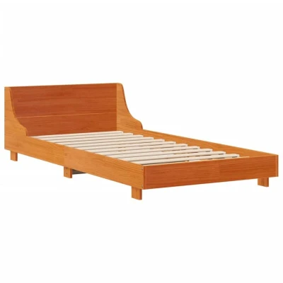 Image of vidaXL Bed Frame without Mattress Wax Brown 90x190 cm Single Solid Wood Pine