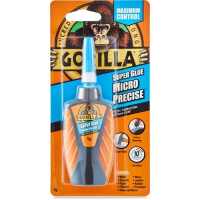Image of Gorilla Super Glue Micro Precise, 5g All Purpose, Fast Setting with Precise Dispensing Tool &amp; Anti Clog Cap Ideal for Metal, Ceramics, Leather More