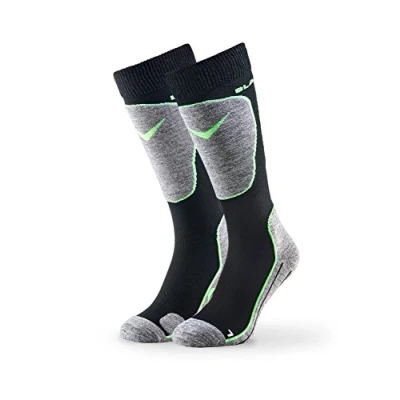 Image of Black Crevice Men&#039;s Ski Socks 1 Pair Black/Green UK Size 31 34