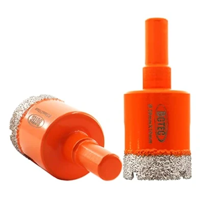 Image of BGTEC Diamond Core Drill Bits, 2pcs 28mm Triangle Shank Hole Saw Bits for Ceramic Porcelain Tile Marble Granite Stoneware Quartz Vacuum Brazed Bit 65mm Length