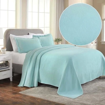 Image of Superior Bedspread, Cotton, Aqua, Twin