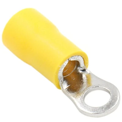 Image of Heschen Ring Terminal Crimp Connectors Vinyl Insulated Wire Electrical Connector RV5.5 4S Stud Size #8 for 4 6mm² (12 10 AWG) Yellow 100Pack