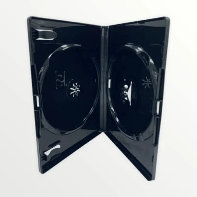 Image of 1 x Dragon Trading Amaray Branded Double Black CD DVD Blu Ray Disc Case (Face on Face) With14mm Spine And Outer Sleeve For Inlay