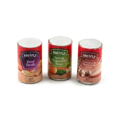 Image of MyTinyWorld Dolls House Miniature Set Of 3 Cans Heinz Soup